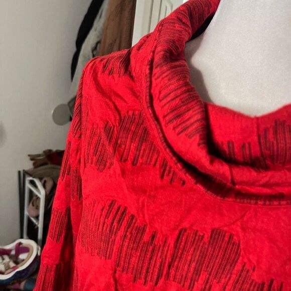 Ali Miles Women's Mock Neck Long Sleeve Sweater Red Petite Medium - Picture 6 of 6